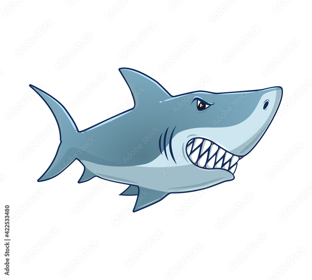 Fototapeta premium Cartoon Shark Vector isolated illustration