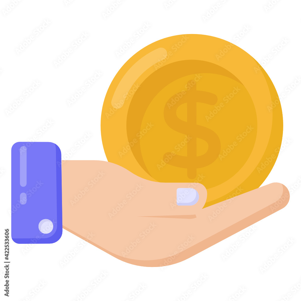 Coin on hand denoting flat icon of investment
Coin on hand denoting flat icon of investment