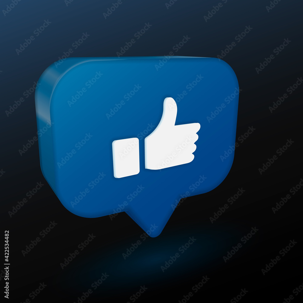 3D thumb up sign Social Network Push Notification Icon Design. Modern like. Vector illustration 3D thumb up sign Social Network Push Notification Icon Design. Modern like. Vector illustration