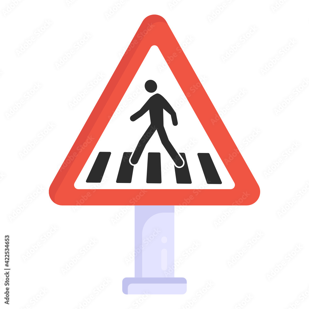 A zebra crossing road sign, flat vector download
A zebra crossing road sign, flat vector download