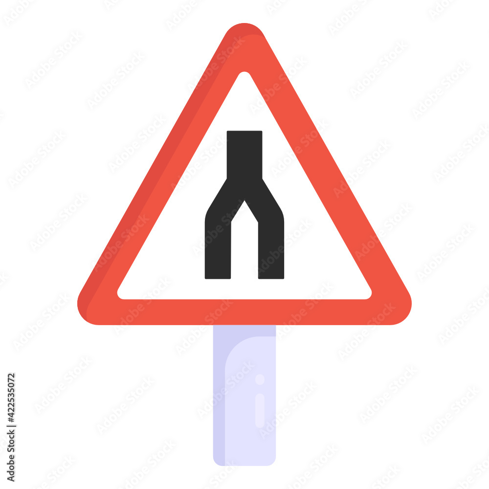 A road right turn ahead icon with three multiple directions, flat design
A road right turn ahead icon with three multiple directions, flat design