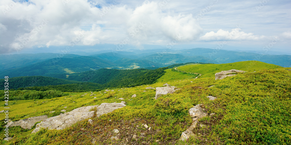 alpine carpathian scenery. view the hill of mountain runa in to the rural valley of turiya on a cloudy day. beautiful summer landscape alpine carpathian scenery. view the hill of mountain runa in to the rural valley of turiya on a cloudy day. beautiful summer landscape