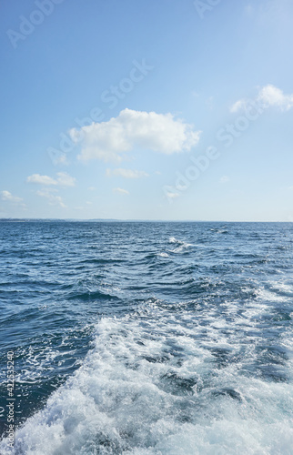 Sailing the ocean, seascape on a sunny summer day.