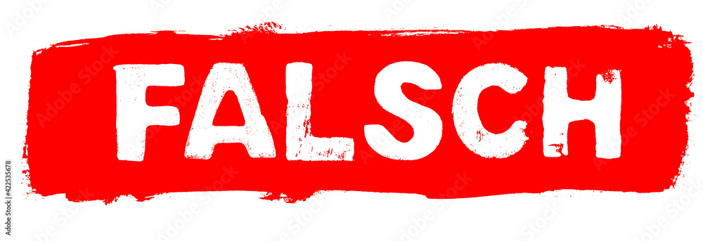 Roter grunge Banner zeigt: Falsch