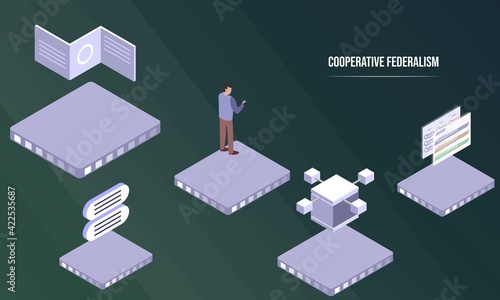 Cuadro en lienzo Cooperative federalism concept on abstract design