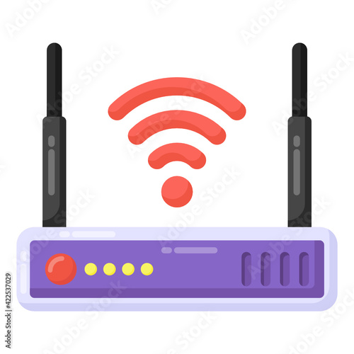 
Wifi router icon design, flat wireless router 

