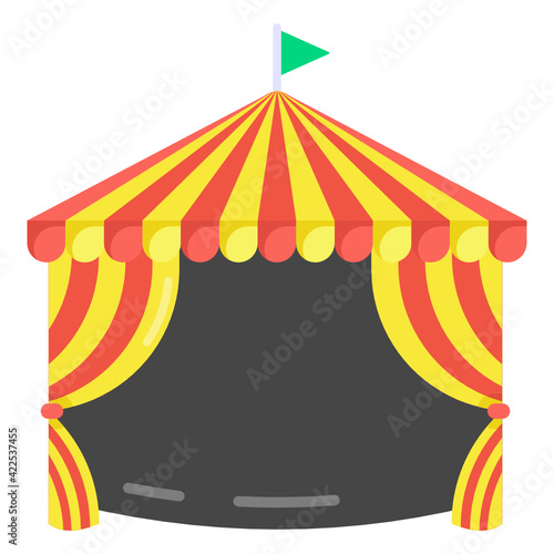
A very creatively designed flat style architecture of circus, marquee for show act  

