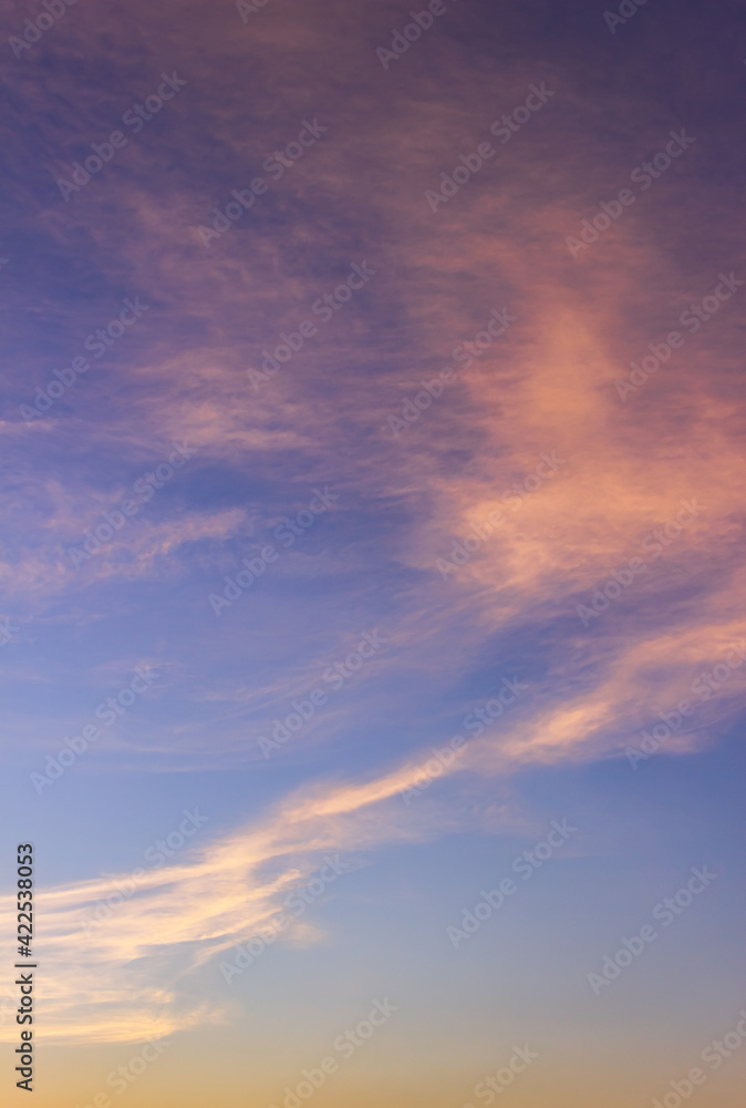 sunset sky with clouds vertical in the evening 