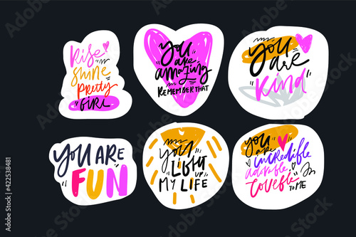 Compliment sticker. Hand lettering