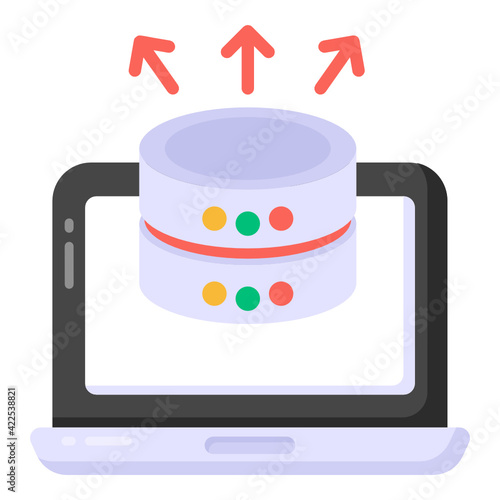 
Icon of laptop database in flat design


