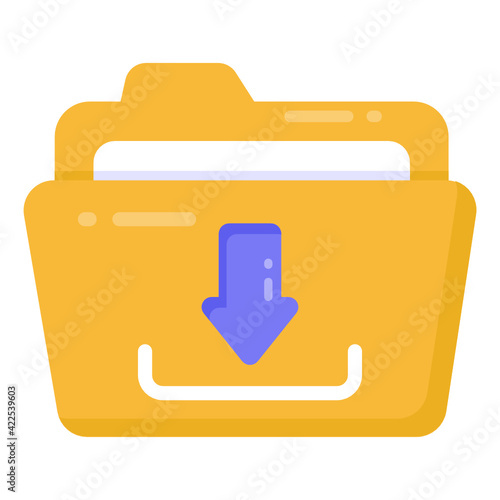 
Icon of folder download in flat style


