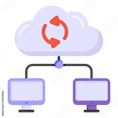 
A cloud syncing, flat editable icon 

