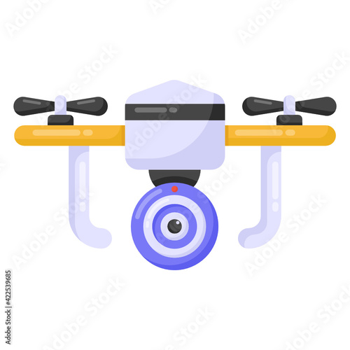 
Drone camera icon in flat design.

