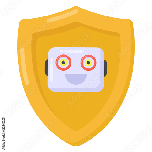 
A robot security in flat icon 

