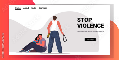 drunk angry husband punching and hitting wife with child stop domestic violence aggression concept