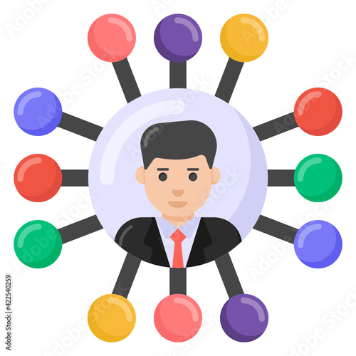 
A personal network icon in flat design 

