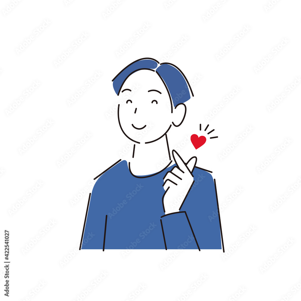 キュンです!のポーズをしている笑顔の男性 程よいシンプルなイラスト ベクター I'm Kyun!. Smile man. Moderately simple illustration. vector. キュンです!のポーズをしている笑顔の男性 程よいシンプルなイラスト ベクター I'm Kyun!. Smile man. Moderately simple illustration. vector.