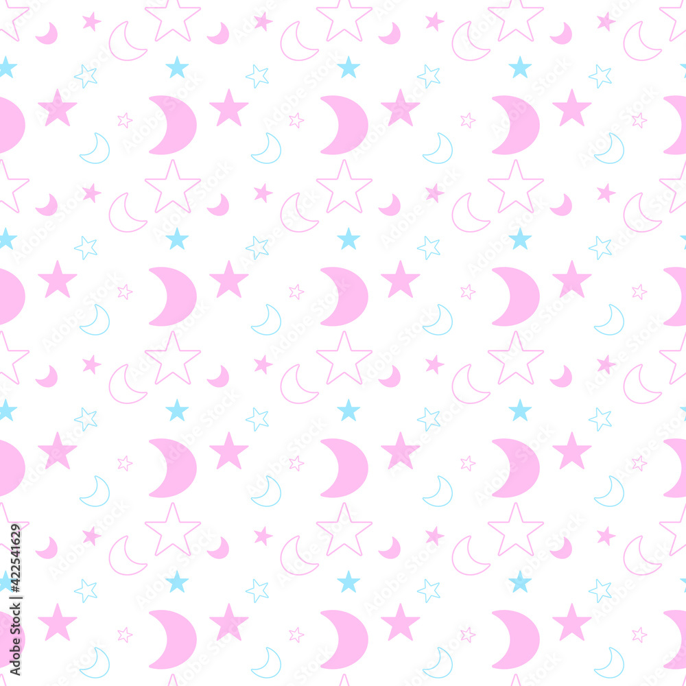 Colorful star and moon night sky pattern abstract background. Vector Colorful star and moon night sky pattern abstract background. Vector