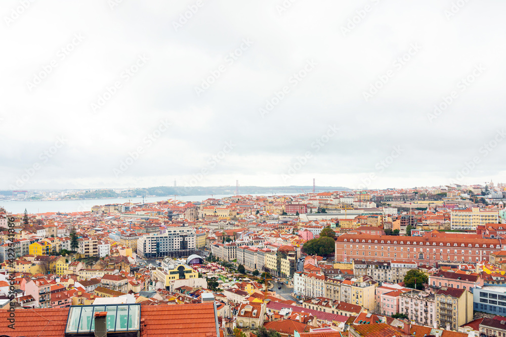 Lisbon, Portugal. - February 11, 2018: Street view of downtown in Lisbon, Portugal, Europe