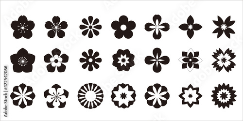 Set of flower icons. Flower illustrations for design. Vector illustration. 花イラストセット、花アイコンコレクション