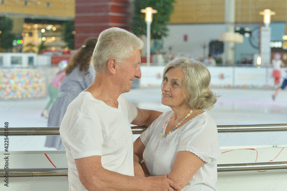 beautiful happy Mature couple traveling. back view beautiful happy Mature couple traveling. back view