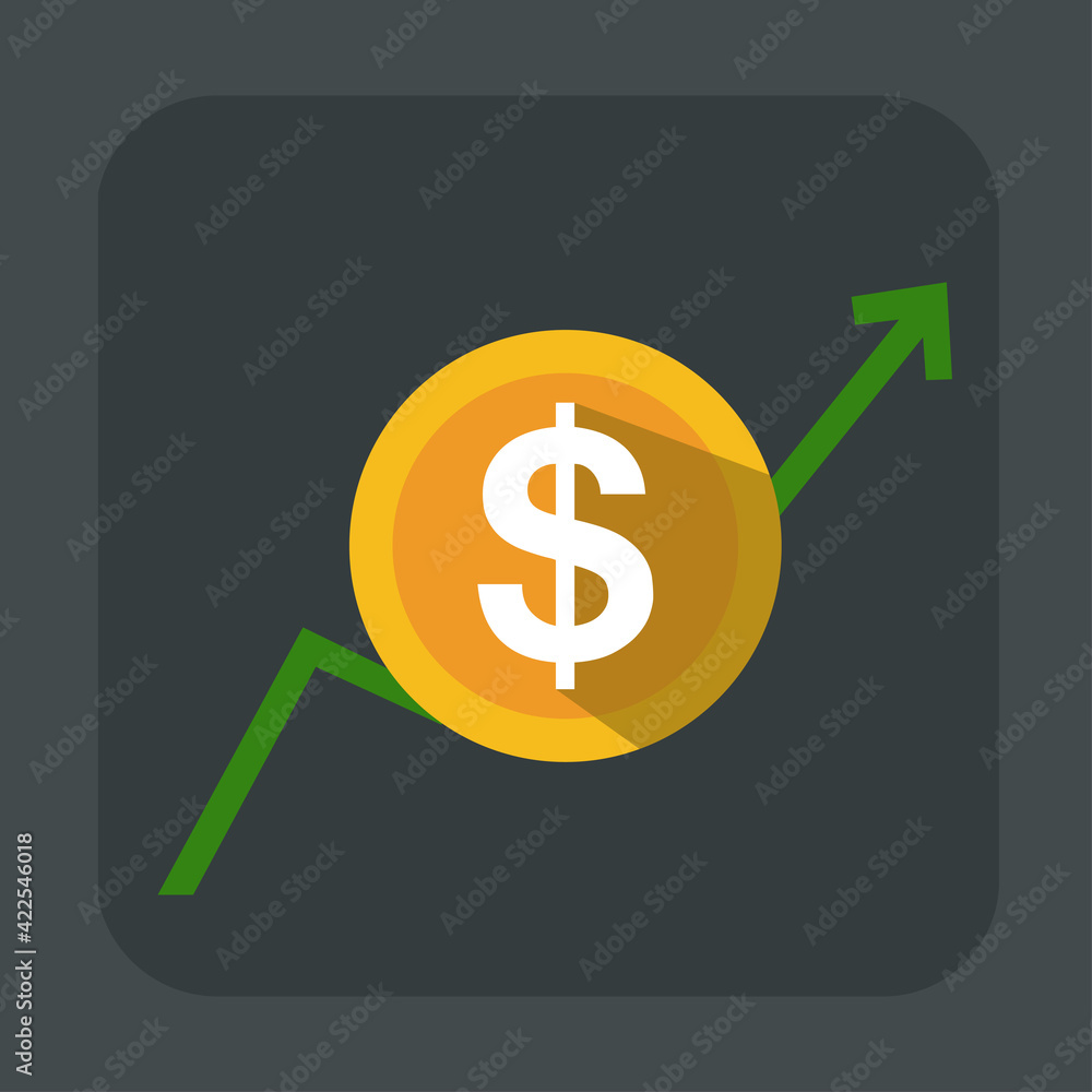 Financial success concept. Vector investment graph. Dollar symbol in circle. Money illustration Financial success concept. Vector investment graph. Dollar symbol in circle. Money illustration