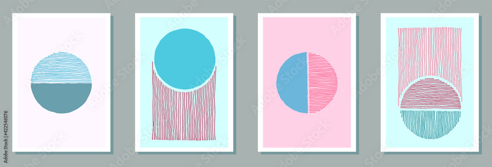 Hand painted minimalist posters vector set. Hand painted minimalist posters vector set.