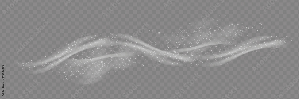 Illustration of a white gradient of snow and wind with snowflakes. Snow and wind on a transparent background. Decorative element.vector. fog. Fog vector.