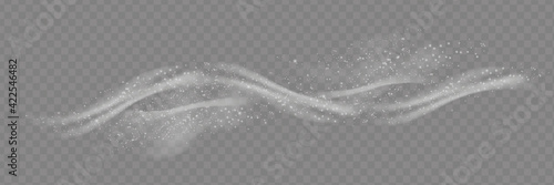 Illustration of a white gradient of snow and wind with snowflakes. Snow and wind on a transparent background. Decorative element.vector. fog. Fog vector.