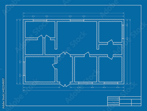 Vector illustration blueprint floor plan the house. Apartment floor plan blueprint top view. Vector unfurnished ground floor plan. Construction blueprint. Architectural background.