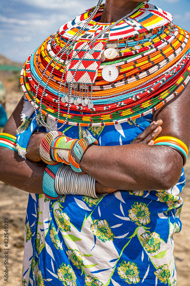 Samburu woman in traditional clothes and beads in Kenya Stock Photo | Adobe  Stock