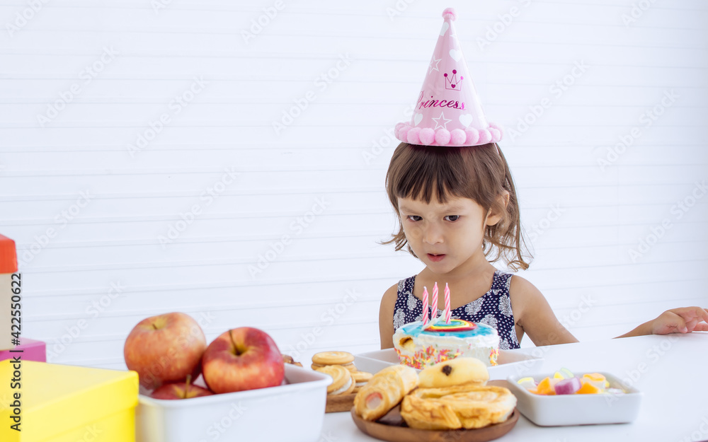 Caucasian girl celebrating her birthday