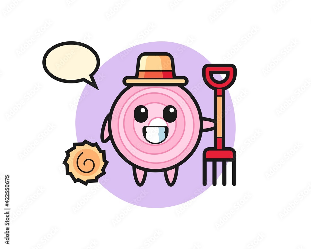 Mascot character of onion rings as a farmer Mascot character of onion rings as a farmer