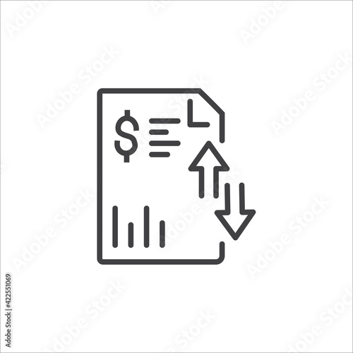 Simple financial analysis related line vector icon Includes icons such as Gainers and Losers, Portfolio Analysis, Financial Reports, and more.