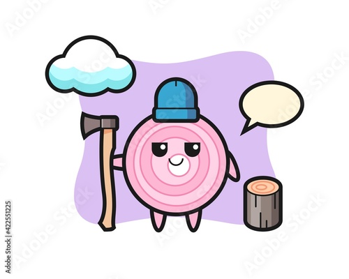 Character cartoon of onion rings as a woodcutter