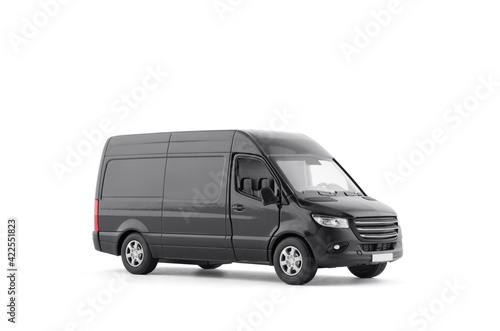 Transport black van car on white background with clipping path photo