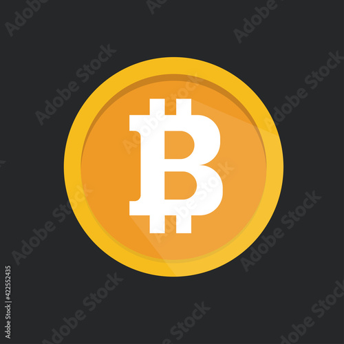Bitcoin coin isolated on background. Art design digital currency, cryptocurrency. Stock market electronic money. Blockchain, ico, fintech net banking element