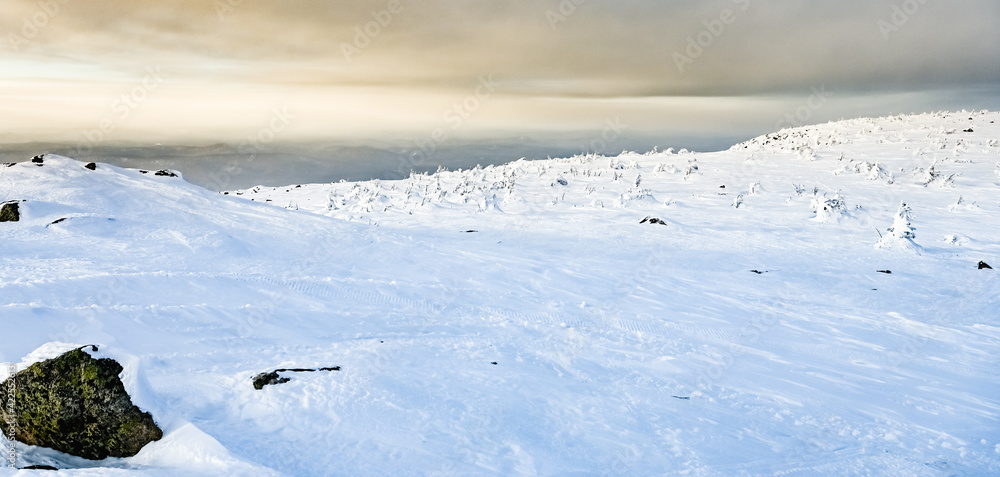 northern valley with hills in winter northern valley with hills in winter