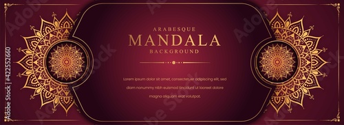Luxury mandala background with golden arabesque pattern Arabic Islamic east style. Decorative mandala for print, poster, cover, brochure, flyer, banner.