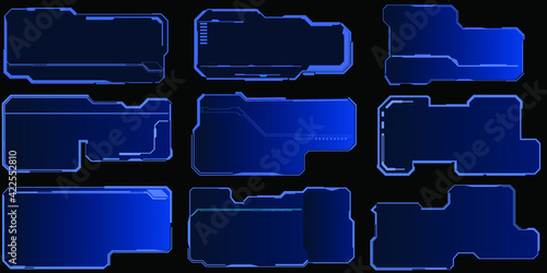 Set of digital tech text box futuristic frame plane user interface panel.Future tech concepts.Vector illustrations.