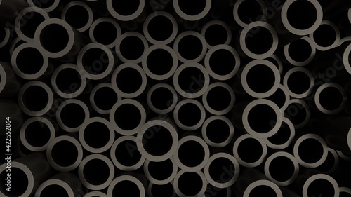 3d render background wallpaper dark pipe pattern black metal light