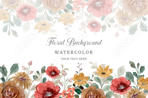 Floral background with watercolor