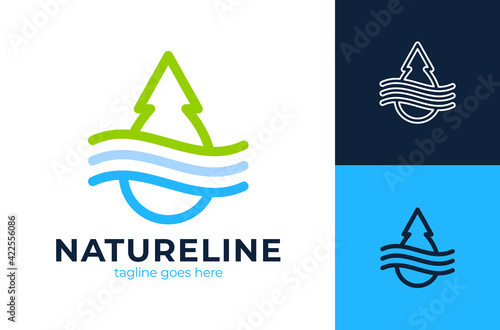 Creative Green Abstract Geometric Logo Icon Water Drop and Tree. Creative water and tree vector designs