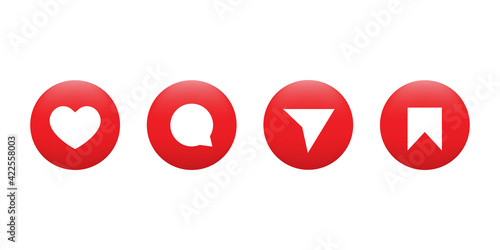 Like, Comment, Share and Save. Modern Social Media Button Icons Inspired By Instagram