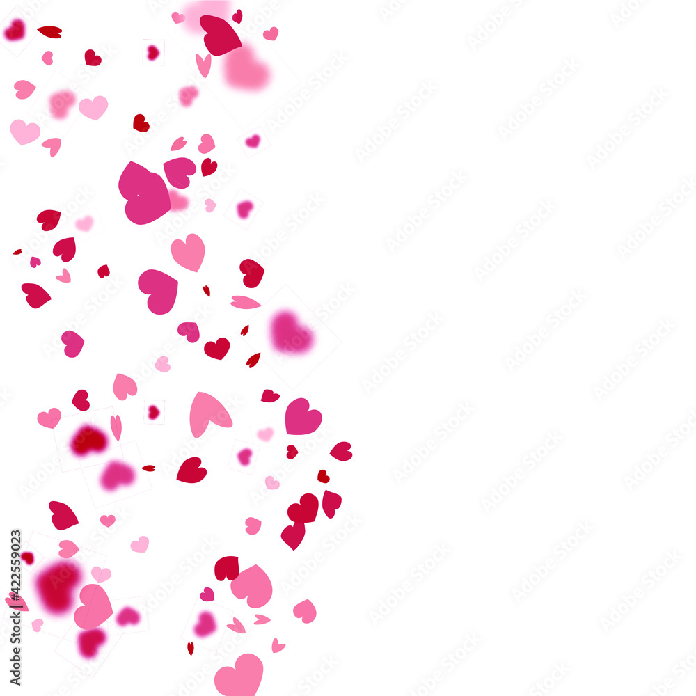 Heart Background. 8 March Banner with Flat Heart.  Exploding Like Sign. Vector Template for Mother's Day Card. St Valentine Day Card with Classical Hearts. Red Pink Empty Vintage Confetti Template.