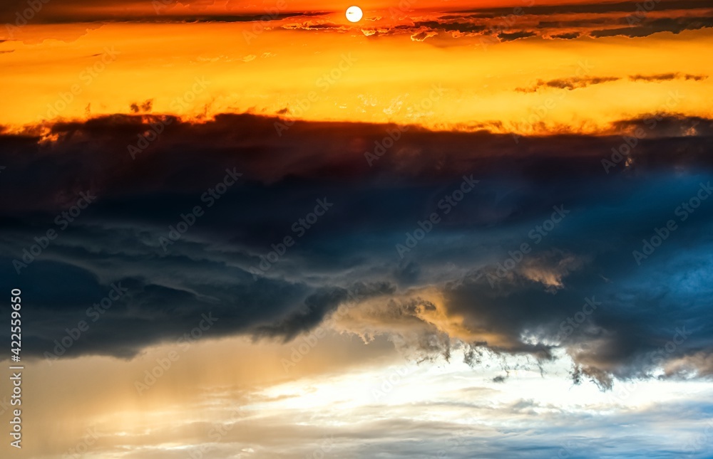 sunset in rural areas, bright sky with clouds . dramatic sky sunset in rural areas, bright sky with clouds . dramatic sky