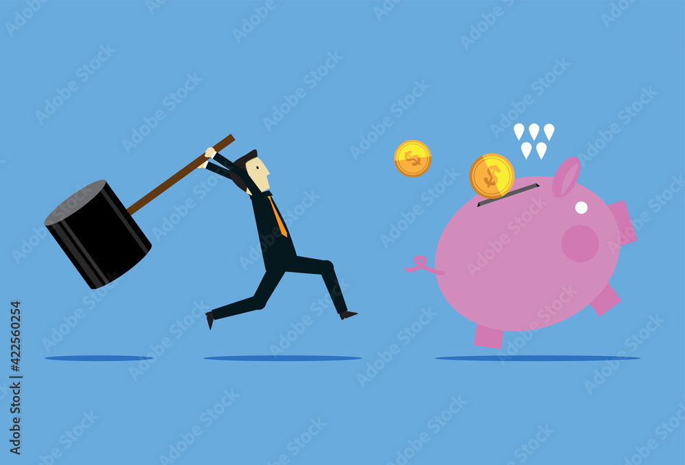 Boss is furious for breaking the piggy bank Boss is furious for breaking the piggy bank