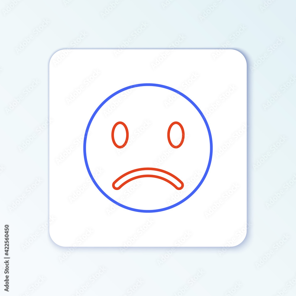 Line Sad smile icon isolated on white background. Emoticon face. Colorful outline concept. Vector Line Sad smile icon isolated on white background. Emoticon face. Colorful outline concept. Vector