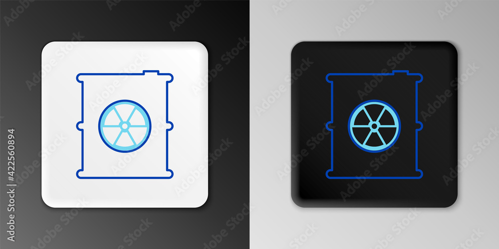 Line Radioactive waste in barrel icon isolated on grey background. Toxic refuse keg. Radioactive garbage emissions, environmental pollution. Colorful outline concept. Vector Line Radioactive waste in barrel icon isolated on grey background. Toxic refuse keg. Radioactive garbage emissions, environmental pollution. Colorful outline concept. Vector