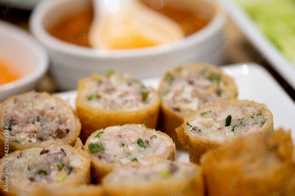 Deep fried spring rolls, Por Pieer Tod or Fried spring rolls Deep fried spring rolls, Por Pieer Tod or Fried spring rolls